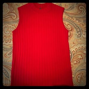 Red ribbed, sleeveless top